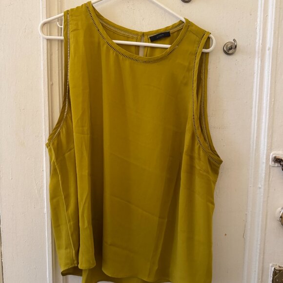 J Crew Drapey sleeveless top with ladder trim, size 24 in Faded Avocado - Picture 2 of 5
